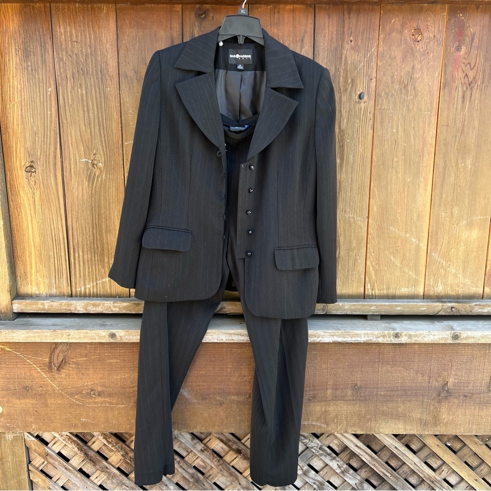 Elegant Black Pinstripe Men's Suit by Express